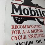 Vintage Mobil Oil Sign – Motorcycle Advertising Gas Pump Station Porcelain Sign - Image 6