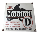 Vintage Mobil Oil Sign – Motorcycle Advertising Gas Pump Station Porcelain Sign - Image 2