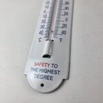 Vintage Mobil Safety Sign – Gas Service Pump Ad Sign on Porcelain Thermometer - Image 4