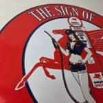 Vintage Mobil Sign – Pegasus Friendly Service Gas Pump Service Porcelain Sign - Image 5