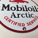 Vintage Mobil Sign – Pegasus Mobiloil Gas Pump Service Artic Porcelain Sign - Image 11