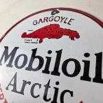 Vintage Mobil Sign – Pegasus Mobiloil Gas Pump Service Artic Porcelain Sign - Image 12