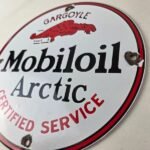 Vintage Mobil Sign – Pegasus Mobiloil Gas Pump Service Artic Porcelain Sign - Image 13