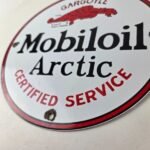 Vintage Mobil Sign – Pegasus Mobiloil Gas Pump Service Artic Porcelain Sign - Image 14
