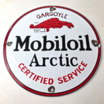 Vintage Mobil Sign – Pegasus Mobiloil Gas Pump Service Artic Porcelain Sign - Image 15