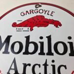 Vintage Mobil Sign – Pegasus Mobiloil Gas Pump Service Artic Porcelain Sign - Image 3