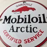 Vintage Mobil Sign – Pegasus Mobiloil Gas Pump Service Artic Porcelain Sign - Image 4