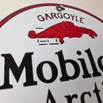 Vintage Mobil Sign – Pegasus Mobiloil Gas Pump Service Artic Porcelain Sign - Image 5