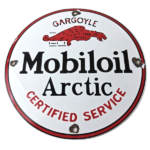 Vintage Mobil Sign – Pegasus Mobiloil Gas Pump Service Artic Porcelain Sign - Image 2