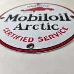 Vintage Mobil Sign – Pegasus Mobiloil Gas Pump Service Artic Porcelain Sign - Image 10