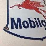 Vintage Mobilgas Sign – Porcelain Mobil Gasoline Pegasus Shield Gas Pump Sign - Image 11