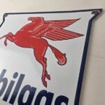 Vintage Mobilgas Sign – Porcelain Mobil Gasoline Pegasus Shield Gas Pump Sign - Image 12