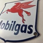 Vintage Mobilgas Sign – Porcelain Mobil Gasoline Pegasus Shield Gas Pump Sign - Image 13