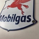 Vintage Mobilgas Sign – Porcelain Mobil Gasoline Pegasus Shield Gas Pump Sign - Image 14
