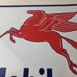 Vintage Mobilgas Sign – Porcelain Mobil Gasoline Pegasus Shield Gas Pump Sign - Image 3