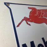 Vintage Mobilgas Sign – Porcelain Mobil Gasoline Pegasus Shield Gas Pump Sign - Image 5