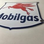 Vintage Mobilgas Sign – Porcelain Mobil Gasoline Pegasus Shield Gas Pump Sign - Image 10