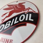 Vintage Mobiloil Porcelain Sign – Marine Pegasus Oil Advertising Sign - Image 13