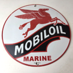 Vintage Mobiloil Porcelain Sign – Marine Pegasus Oil Advertising Sign - Image 15