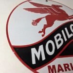 Vintage Mobiloil Porcelain Sign – Marine Pegasus Oil Advertising Sign - Image 6