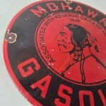 Vintage Mohawk Gasoline Sign – Gas Oil Reserve Porcelain Service Ad Sign - Image 6