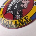 Vintage Mohawk Gasoline Sign – Gas Porcelain Service Native American Indian Sign - Image 14