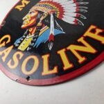 Vintage Mohawk Gasoline Sign – Gas Porcelain Service Native American Indian Sign - Image 14