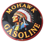 Vintage Mohawk Gasoline Sign – Gas Porcelain Service Native American Indian Sign