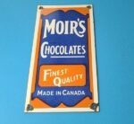 VINTAGE MOIR'S CHOCOLATE PORCELAIN QUALITY GAS PUMP GENERAL STORE CANDY SIGN