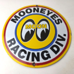 Vintage Moon Eyes Sign – Speed Drag Race Division Porcelain Gas Pump Sign - Image 15