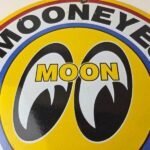 Vintage Moon Eyes Sign – Speed Drag Race Division Porcelain Gas Pump Sign - Image 3
