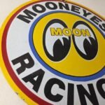 Vintage Moon Eyes Sign – Speed Drag Race Division Porcelain Gas Pump Sign - Image 6