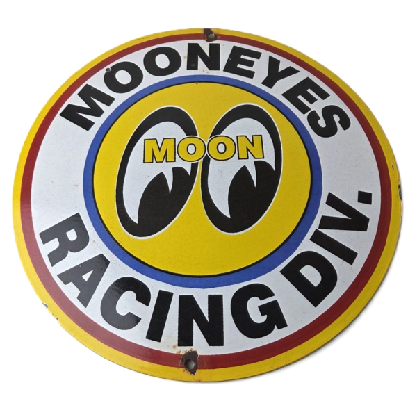 vintage-moon-eyes-sign-speed-drag-race-division-porcelain-gas-pump-sign-306740294219-600x600-1.png Vintage Moon Eyes Sign – Speed Drag Race Division Porcelain Gas Pump Sign - Image 1