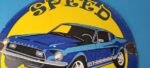 Vintage Moon Eyes Sign – Speed Drag Race Ford Mustang Porcelain Gas Pump Sign - Image 3
