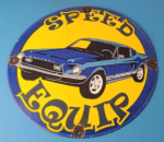 Vintage Moon Eyes Sign – Speed Drag Race Ford Mustang Porcelain Gas Pump Sign