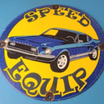 Vintage Moon Eyes Sign – Speed Drag Race Ford Mustang Porcelain Gas Pump Sign