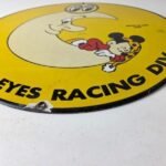 Vintage Moon Eyes Sign – Speed Equipment Mickey Mouse Porcelain Gas Pump Sign - Image 10