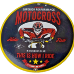 Vintage Motocross Motorcycle Club Sign – Dirt Biker Gas Pump Porcelain Sign