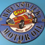 Vintage Motor Oil Porcelain Sign – Brunswick Sign – Gasoline Pump Plate Sign