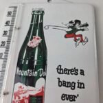 Vintage Mountain Dew Porcelain Sign – Soda Gas Pump Ad Thermometer Sign - Image 3
