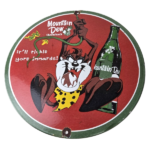 Vintage Mountain Dew Sign – Porcelain Gas Service Station Pump Soda Bottle Sign - Image 2