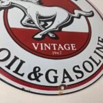 Vintage Mustang Oil Porcelain Sign – Advertising Gasoline Sign - Image 11