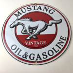 Vintage Mustang Oil Porcelain Sign – Advertising Gasoline Sign - Image 15