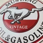 Vintage Mustang Oil Porcelain Sign – Advertising Gasoline Sign - Image 4
