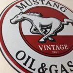 Vintage Mustang Oil Porcelain Sign – Advertising Gasoline Sign - Image 6