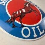 Vintage Mustang Oil Porcelain Sign – Gasoline Pump Advertising Convex Sign - Image 11