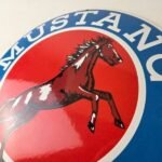 Vintage Mustang Oil Porcelain Sign – Gasoline Pump Advertising Convex Sign - Image 12
