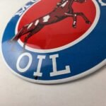 Vintage Mustang Oil Porcelain Sign – Gasoline Pump Advertising Convex Sign - Image 14