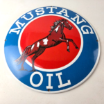 Vintage Mustang Oil Porcelain Sign – Gasoline Pump Advertising Convex Sign - Image 15