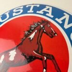 Vintage Mustang Oil Porcelain Sign – Gasoline Pump Advertising Convex Sign - Image 3